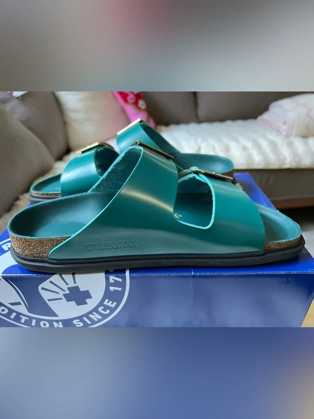 Birkenstock Arizona Droplet Buckle Cupsole High Shine Dark Teal EU 39 US 8